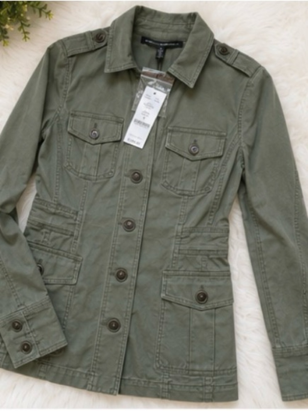 White House Black Market Olive Green Utility Jacket